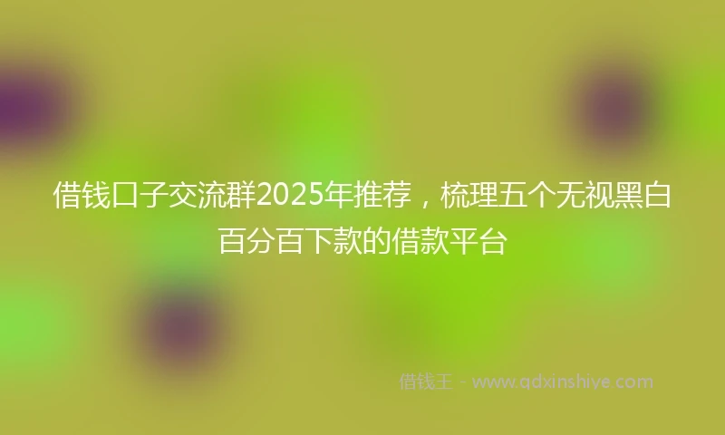 借钱口子交流群2025年推荐，梳理五个无视黑白百分百下款的借款平台