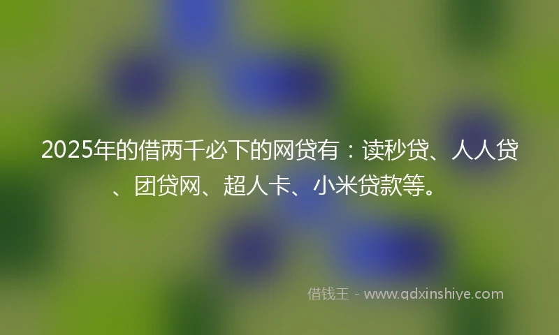 2025年的借两千必下的网贷有：读秒贷、人人贷、团贷网、超人卡、小米贷款等。