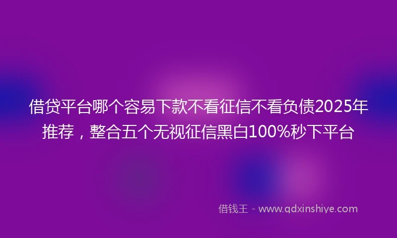 借贷平台哪个容易下款不看征信不看负债2025年推荐，整合五个无视征信黑白100%秒下平台