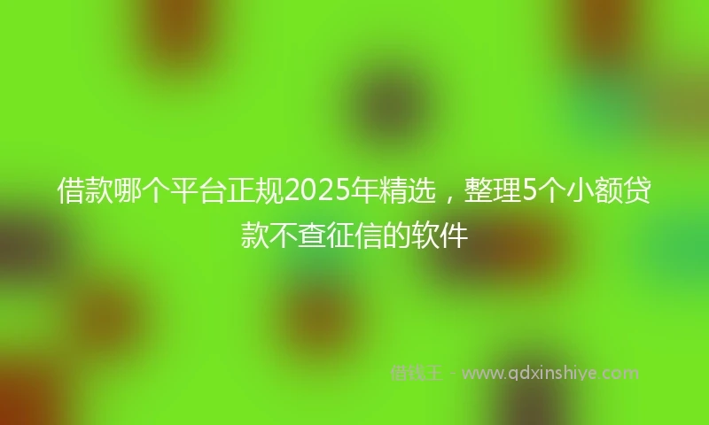 借款哪个平台正规2025年精选，整理5个小额贷款不查征信的软件