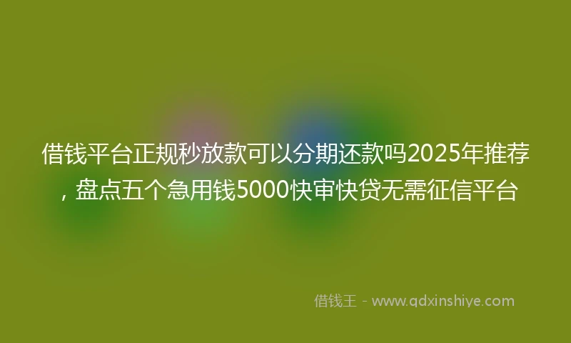 借钱平台正规秒放款可以分期还款吗2025年推荐，盘点五个急用钱5000快审快贷无需征信平台