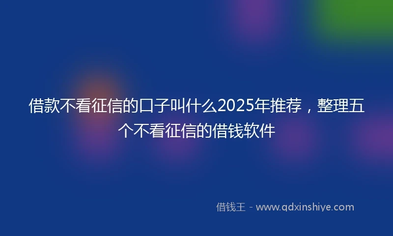 借款不看征信的口子叫什么2025年推荐，整理五个不看征信的借钱软件