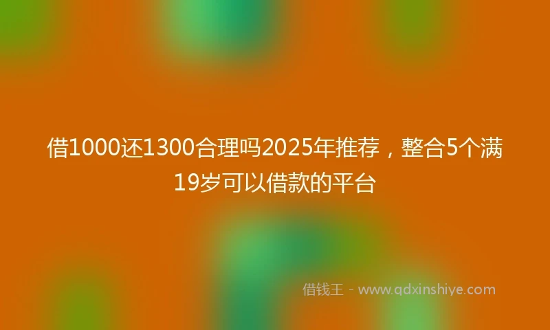 借1000还1300合理吗2025年推荐,整合5个满19岁可以借款的平台