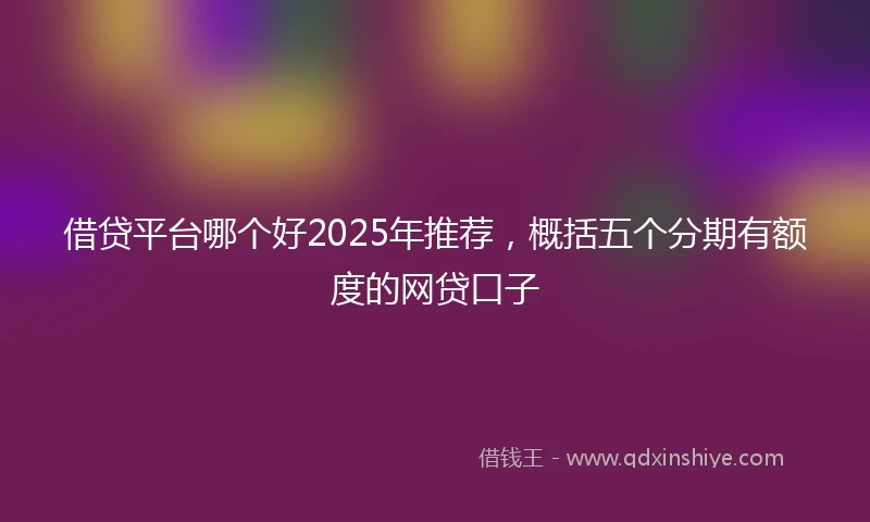 借贷平台哪个好2025年推荐，概括五个分期有额度的网贷口子