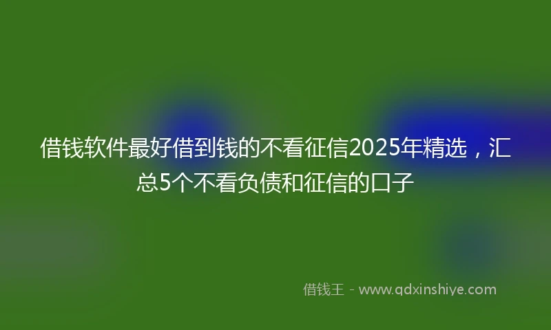 借钱软件最好借到钱的不看征信2025年精选，汇总5个不看负债和征信的口子