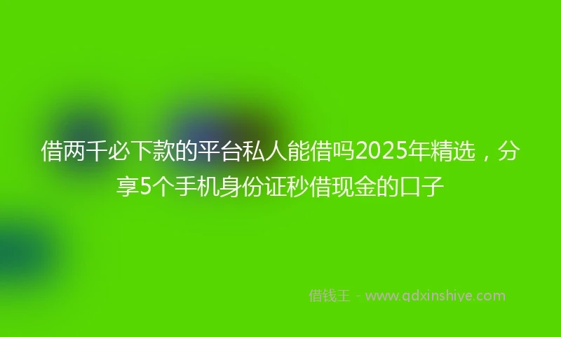 借两千必下款的平台私人能借吗2025年精选，分享5个手机身份证秒借现金的口子