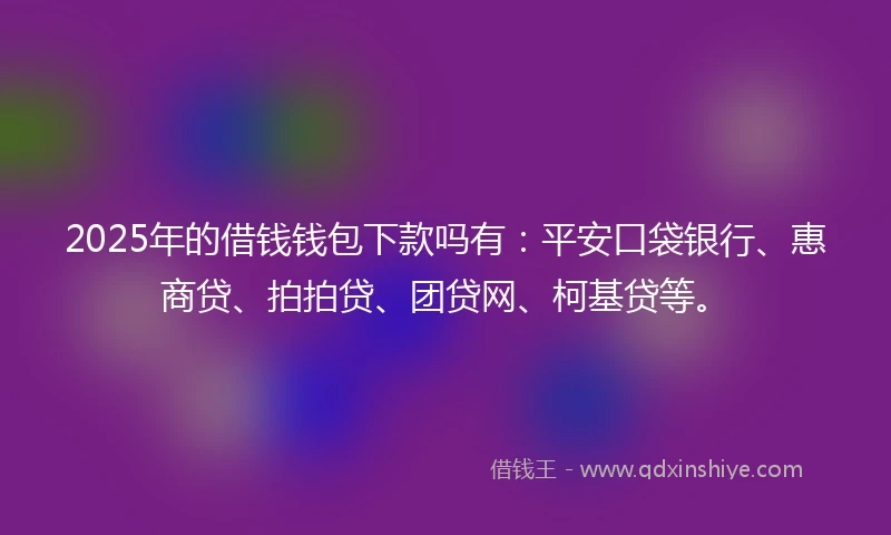 2025年的借钱钱包下款吗有：平安口袋银行、惠商贷、拍拍贷、团贷网、柯基贷等。