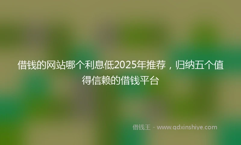 借钱的网站哪个利息低2025年推荐，归纳五个值得信赖的借钱平台