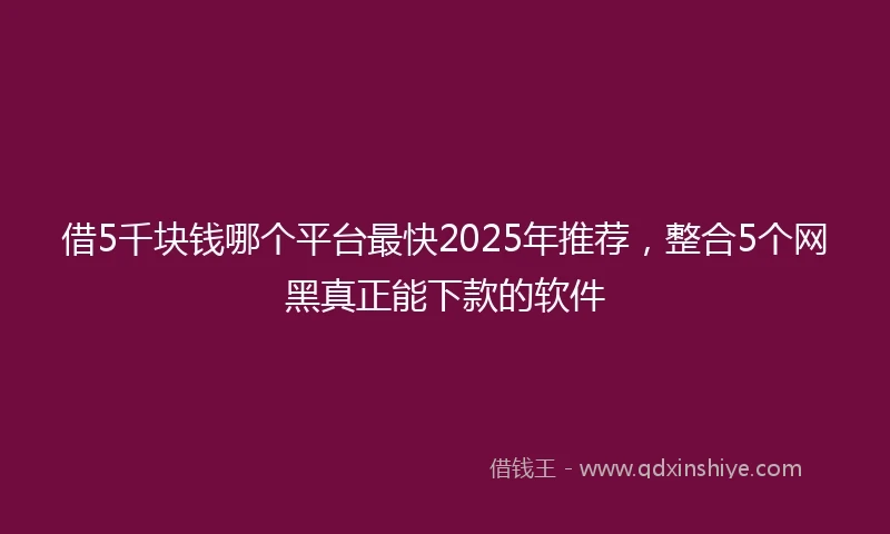 借5千块钱哪个平台最快2025年推荐，整合5个网黑真正能下款的软件