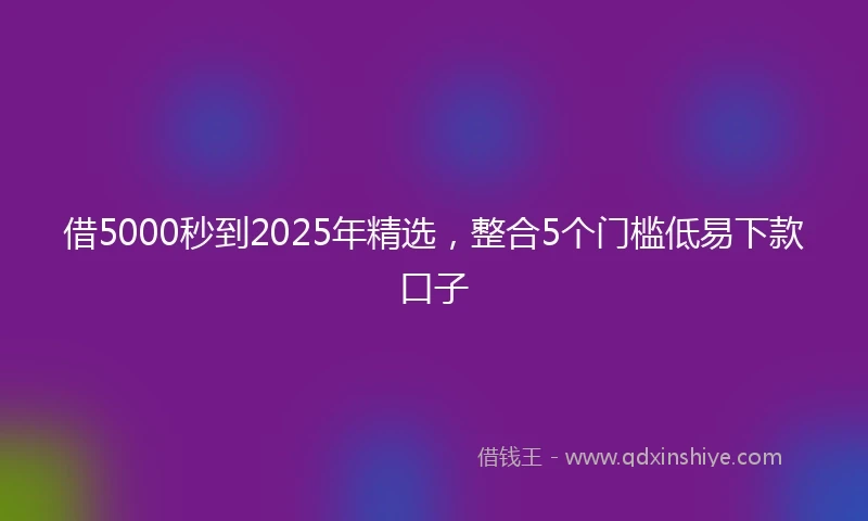 借5000秒到2025年精选，整合5个门槛低易下款口子