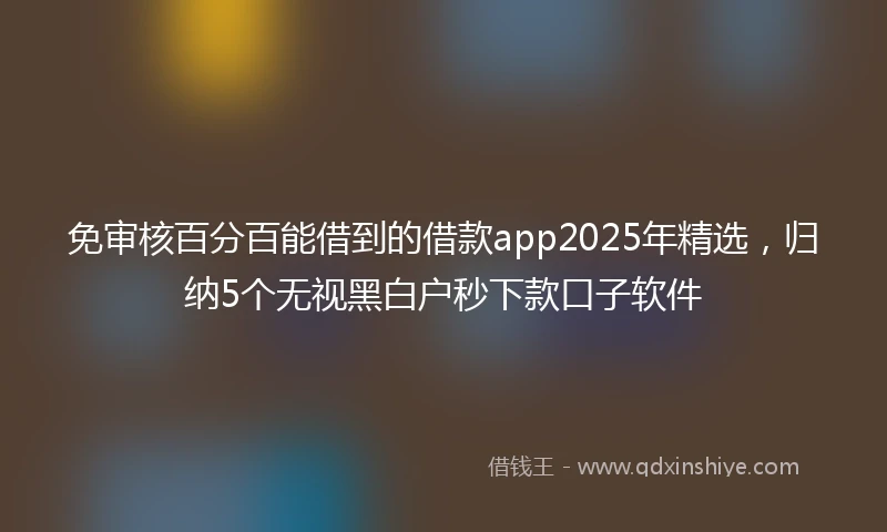 免审核百分百能借到的借款app2025年精选，归纳5个无视黑白户秒下款口子软件