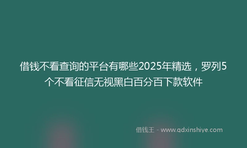 借钱不看查询的平台有哪些2025年精选，罗列5个不看征信无视黑白百分百下款软件