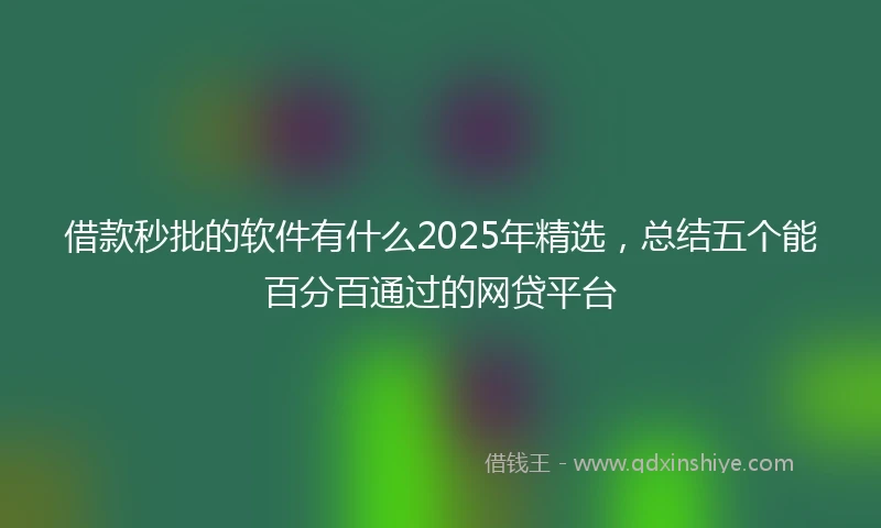 借款秒批的软件有什么2025年精选，总结五个能百分百通过的网贷平台