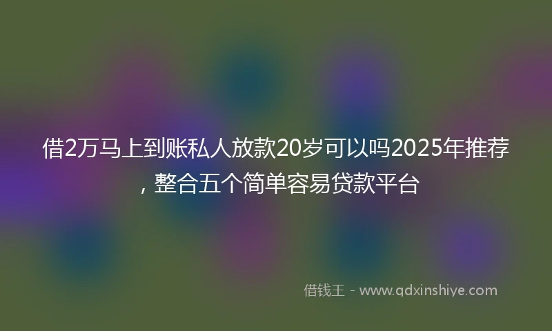 借2万马上到账私人放款20岁可以吗2025年推荐，整合五个简单容易贷款平台