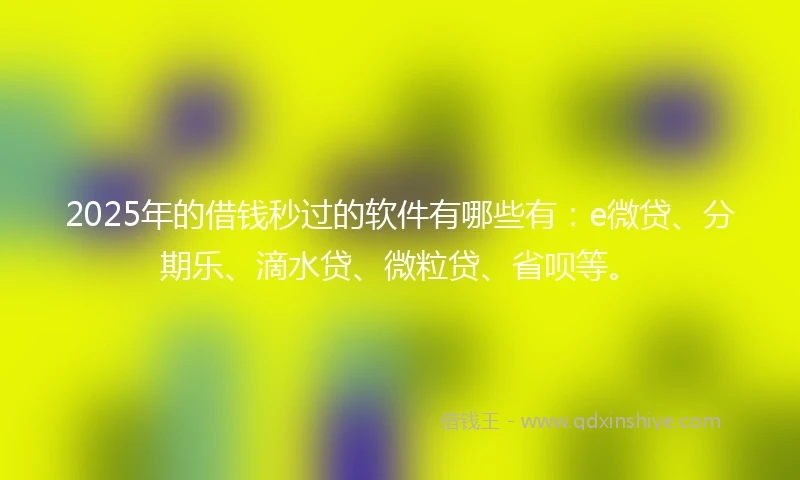 2025年的借钱秒过的软件有哪些有：e微贷、分期乐、滴水贷、微粒贷、省呗等。
