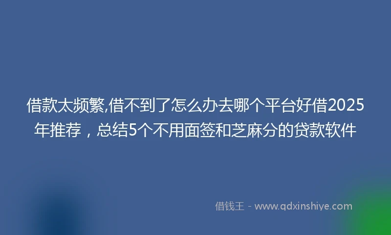 借款太频繁,借不到了怎么办去哪个平台好借2025年推荐，总结5个不用面签和芝麻分的贷款软件