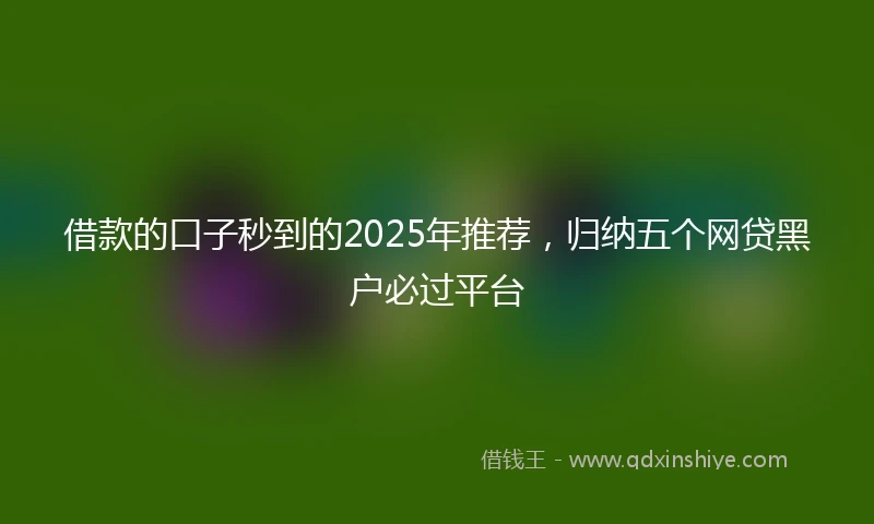 借款的口子秒到的2025年推荐，归纳五个网贷黑户必过平台