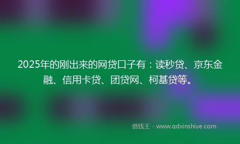 2025年的刚出来的网贷口子有：读秒贷、京东金融、信用卡贷、团贷网、柯基贷等。