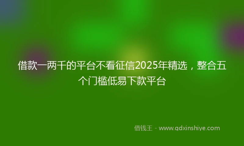 借款一两千的平台不看征信2025年精选，整合五个门槛低易下款平台