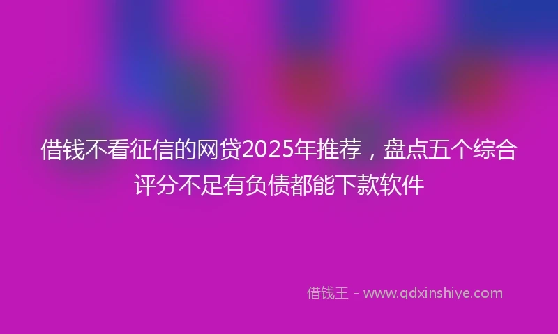借钱不看征信的网贷2025年推荐，盘点五个综合评分不足有负债都能下款软件