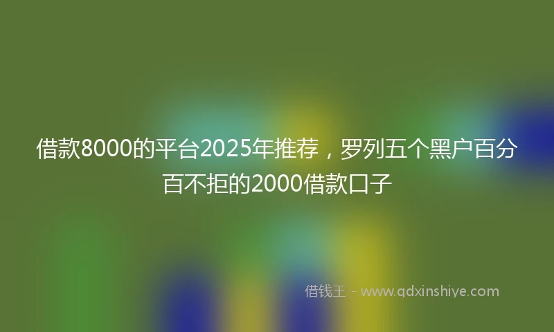 借款8000的平台2025年推荐，罗列五个黑户百分百不拒的2000借款口子