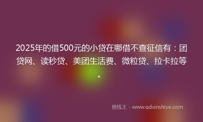 2025年的借500元的小贷在哪借不查征信有：团贷网、读秒贷、美团生活费、微粒贷、拉卡拉等。