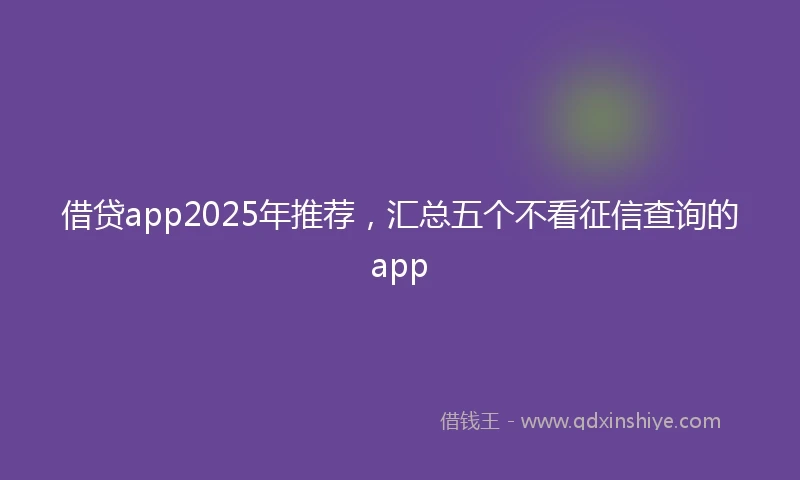 借贷app2025年推荐，汇总五个不看征信查询的app