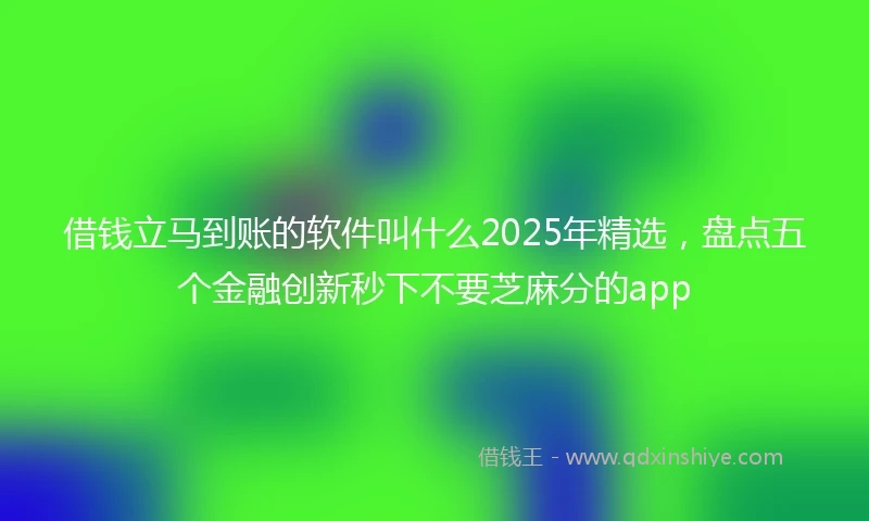 借钱立马到账的软件叫什么2025年精选，盘点五个金融创新秒下不要芝麻分的app