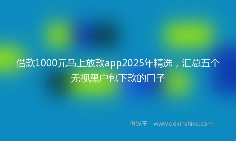 借款1000元马上放款app2025年精选，汇总五个无视黑户包下款的口子