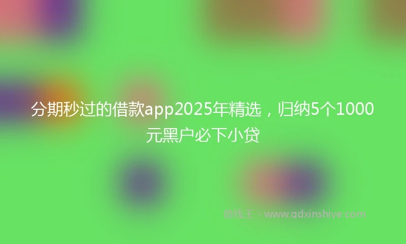 分期秒过的借款app2025年精选，归纳5个1000元黑户必下小贷