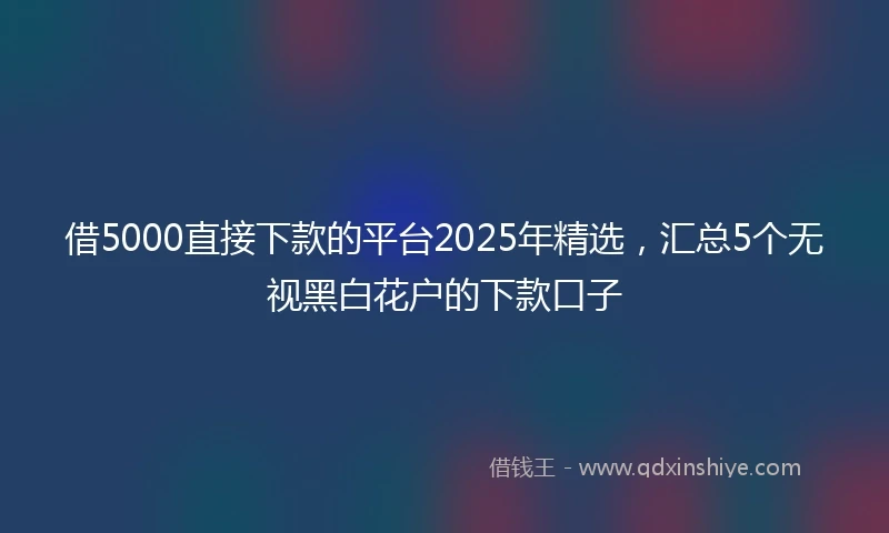 借5000直接下款的平台2025年精选，汇总5个无视黑白花户的下款口子