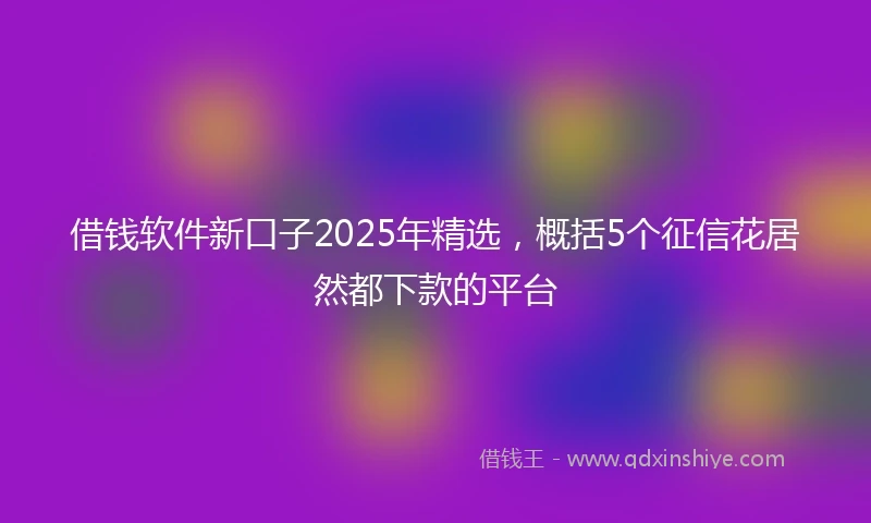 借钱软件新口子2025年精选，概括5个征信花居然都下款的平台