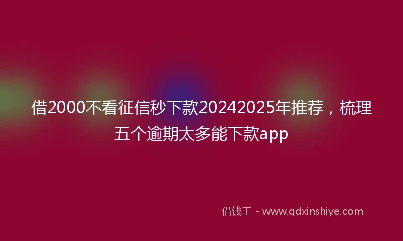 借2000不看征信秒下款20242025年推荐，梳理五个逾期太多能下款app