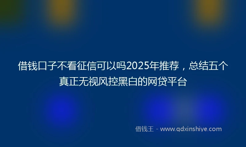 借钱口子不看征信可以吗2025年推荐，总结五个真正无视风控黑白的网贷平台