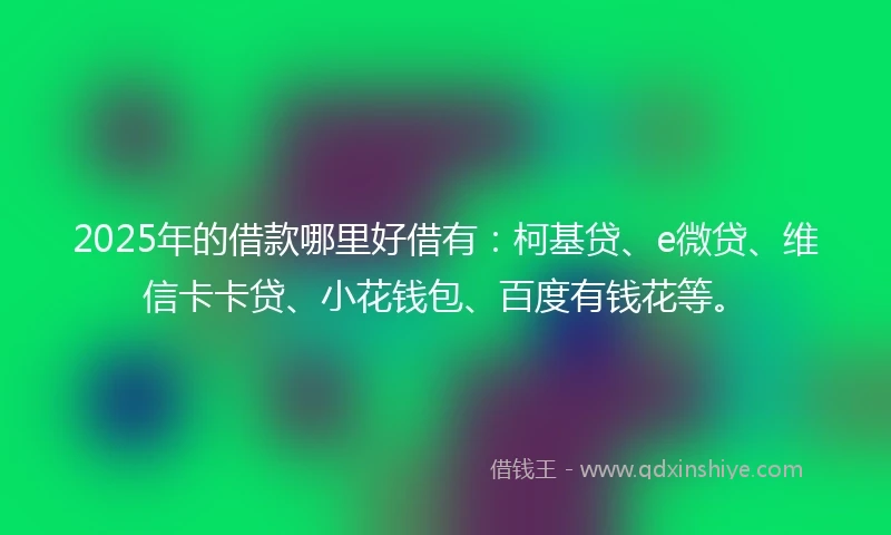2025年的借款哪里好借有：柯基贷、e微贷、维信卡卡贷、小花钱包、百度有钱花等。