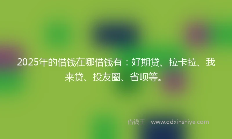 2025年的借钱在哪借钱有：好期贷、拉卡拉、我来贷、投友圈、省呗等。