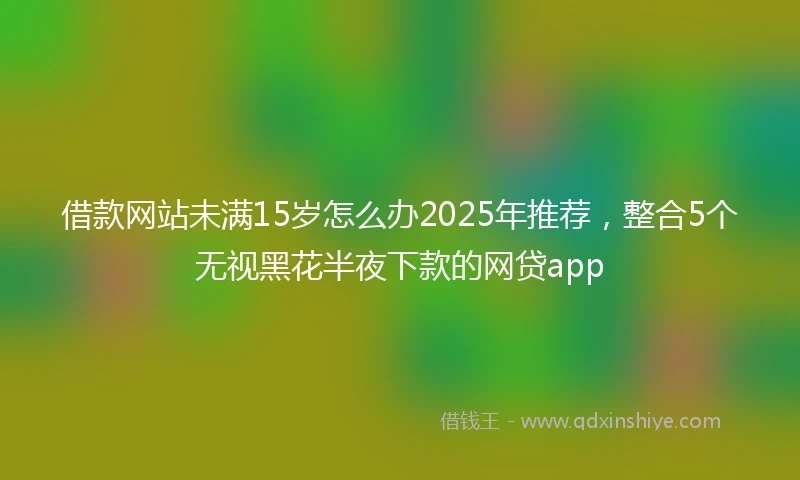 借款网站未满15岁怎么办2025年推荐，整合5个无视黑花半夜下款的网贷app