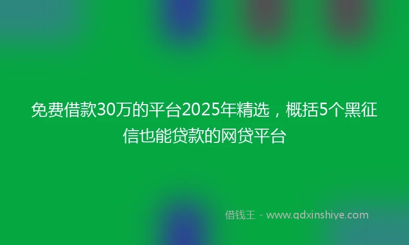 免费借款30万的平台2025年精选，概括5个黑征信也能贷款的网贷平台