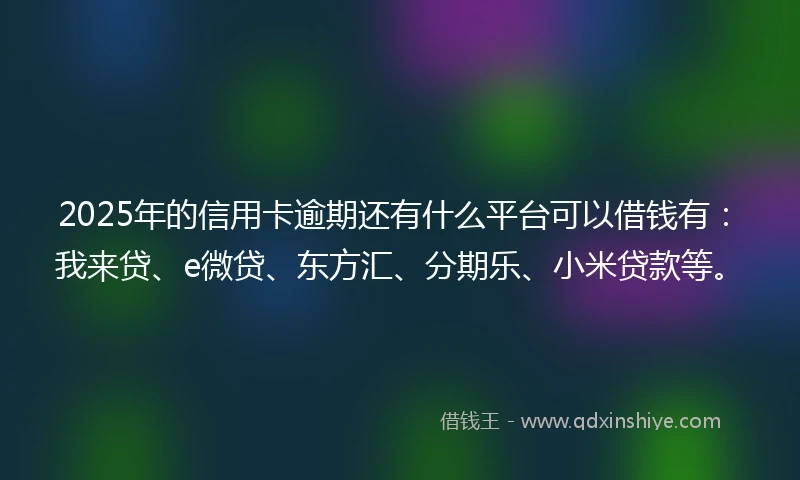 2025年的信用卡逾期还有什么平台可以借钱有：我来贷、e微贷、东方汇、分期乐、小米贷款等。
