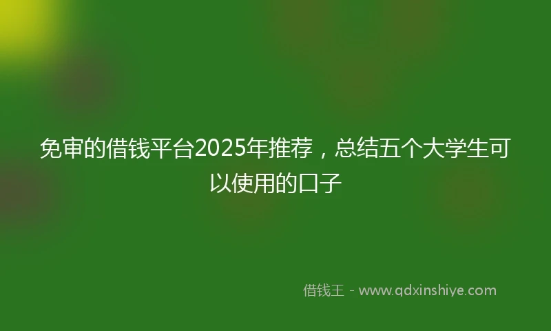 免审的借钱平台2025年推荐，总结五个大学生可以使用的口子