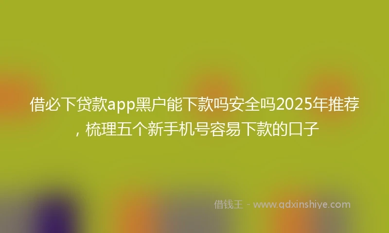 借必下贷款app黑户能下款吗安全吗2025年推荐，梳理五个新手机号容易下款的口子