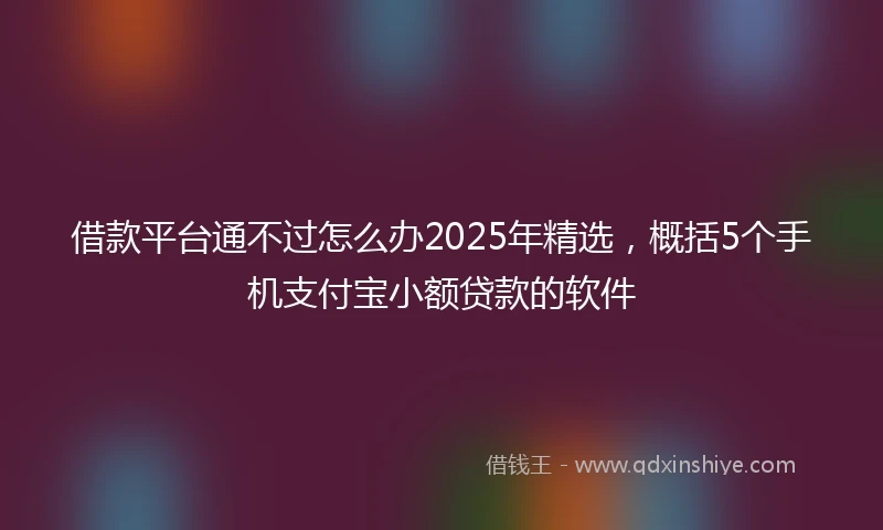 借款平台通不过怎么办2025年精选，概括5个手机支付宝小额贷款的软件