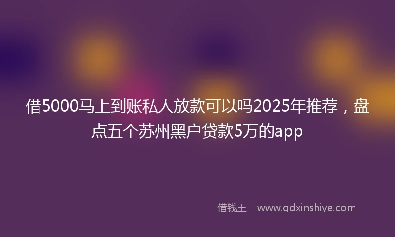 借5000马上到账私人放款可以吗2025年推荐，盘点五个苏州黑户贷款5万的app