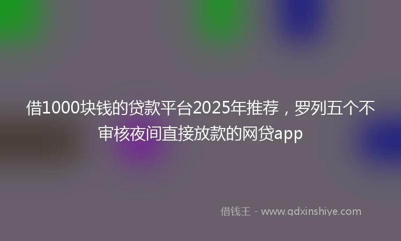 借1000块钱的贷款平台2025年推荐，罗列五个不审核夜间直接放款的网贷app