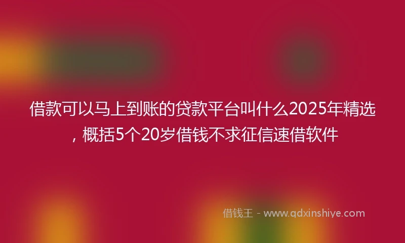 借款可以马上到账的贷款平台叫什么2025年精选，概括5个20岁借钱不求征信速借软件