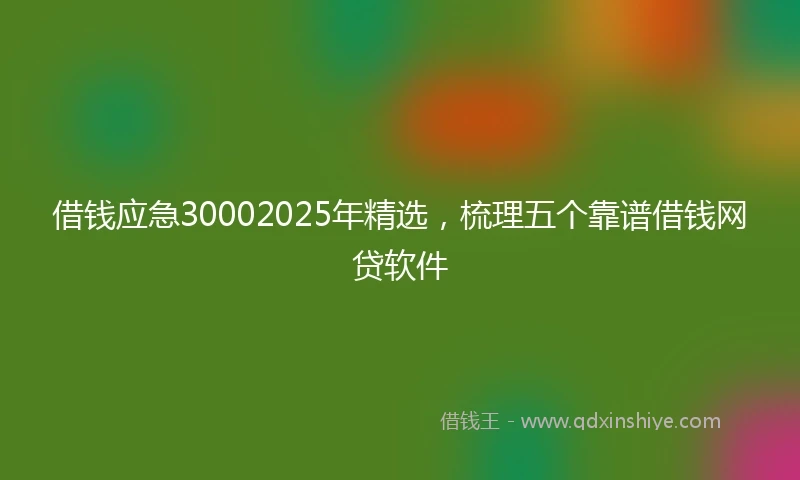 借钱应急30002025年精选，梳理五个靠谱借钱网贷软件
