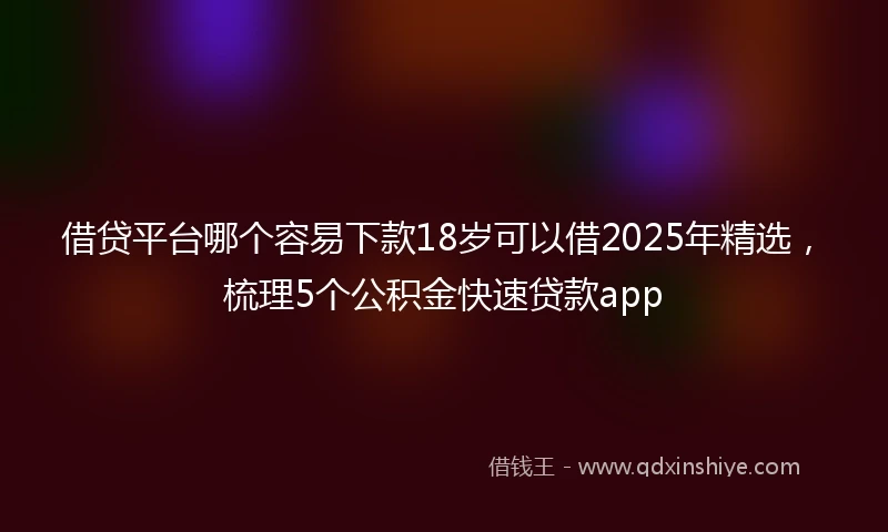 借贷平台哪个容易下款18岁可以借2025年精选，梳理5个公积金快速贷款app