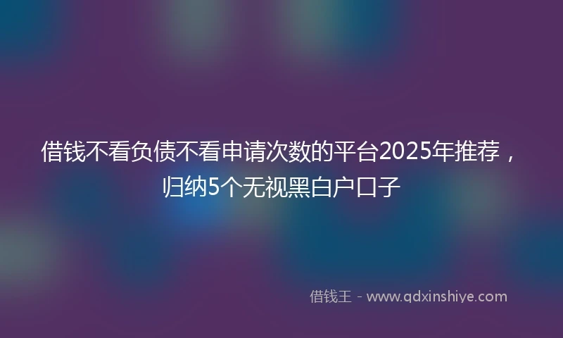 借钱不看负债不看申请次数的平台2025年推荐，归纳5个无视黑白户口子