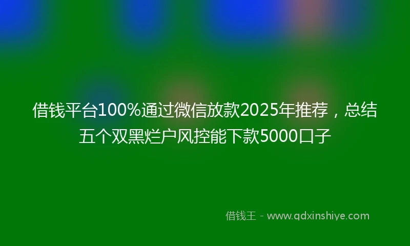 借钱平台100%通过微信放款2025年推荐，总结五个双黑烂户风控能下款5000口子