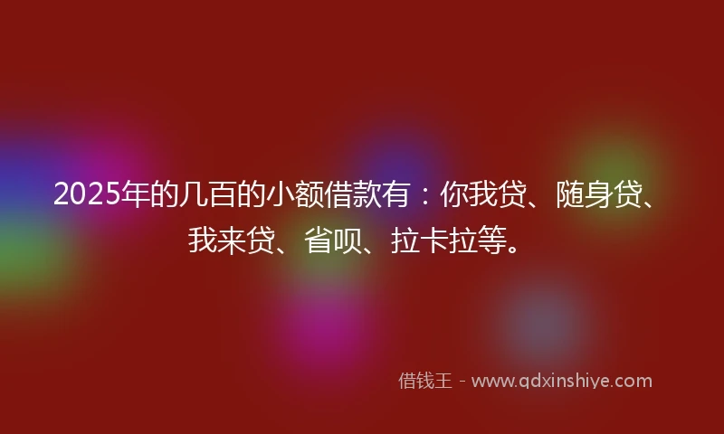 2025年的几百的小额借款有：你我贷、随身贷、我来贷、省呗、拉卡拉等。